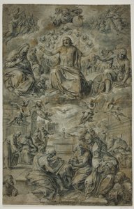 Dispute of the Holy Sacrament with the Trinity Hovering in the Sky by Avanzino Nucci
