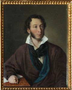 Portrait of the writer Alexander Pushkin (1799-1837) - Copy after V. Tropinin, by Avdotya Petrovna Yelagina (1789-1877), Oil on canvas 1827