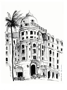 Historic Hotel Sketch by Awol Art Alex
