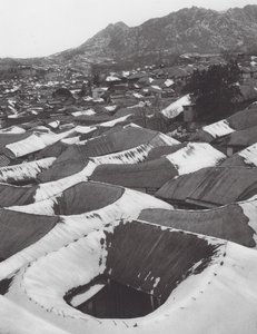 View of a Small Korean Town in Winter
