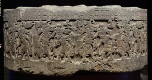 The Stone of Tizoc (c.1481-86) or Temalacatl, 1325-1521 by Aztec