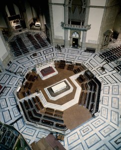 View of the octagonal marble choir made by Baccio Bandinelli inside the Cathedral of Florence