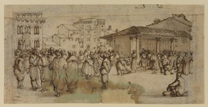 Market Square in Florence, with Figures by Baccio del Bianco
