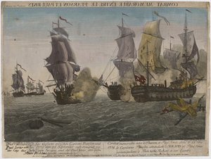 Combat Memorable entre le Pearson et Paul Jones..., c.1780 by Balthasar Friedrich Leizelt
