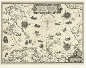 Map of the Countries Around the Arctic Circle with the Three Voyages of the Dutch in 1598 by Baptista van (after) Doetechum