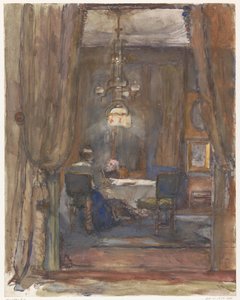 The Living Room on Riouwstraat in The Hague, in the Evening by Barbara Elisabeth van Houten