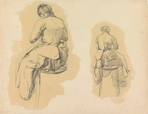 Two Studies of a Woman, Sitting on a Stool, Seen from the Back