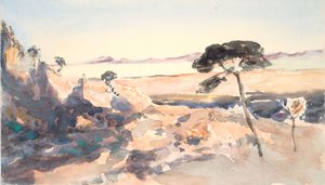 Landscape: Tree with Pink Mountains