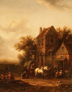 Two Horsemen at a Blacksmith
