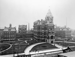 Cook County Hospital, Chicago, Illinois, USA, c.1900 (b/w photo) by Barnes and Crosby