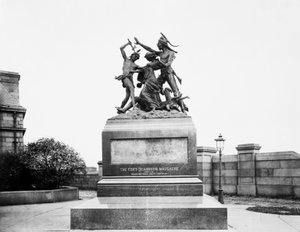 Fort Dearborn Massacre Monument at Calumet Street and 18th Avenue, Chicago, Illinois, USA (c.1900) by Barnes and Crosby