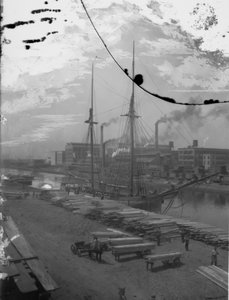 Lumber schooner on the Chicago River, Chicago, Illinois, USA