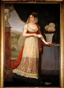 Portrait of Josephine de Beauharnais. She looks at a bust depicting her son, Eugene Rose de Beauharnais. Painting by Antoine Jean Gros by Baron Antoine Jean Gros