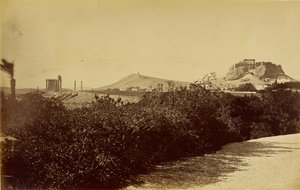 Athens - Temple of Zeus Olympios and Acropolis from the East by Baron Paul des Granges