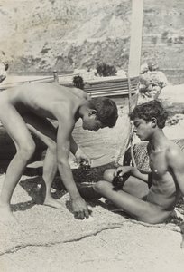Two Nude Youths with Boat
