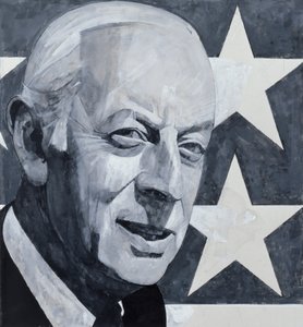Portrait of Alistair Cooke, illustration for The Listener, 1970s by Barry Fantoni