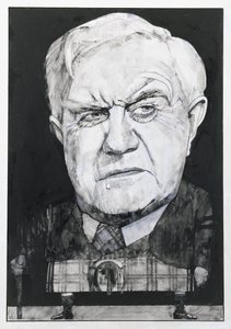 Portrait of Andrew Cruickshank, illustration for The Sunday Times by Barry Fantoni