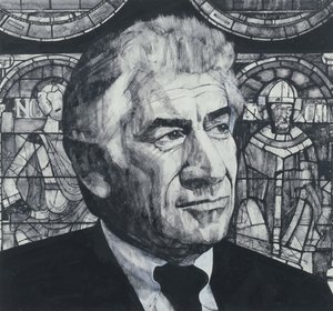 Portrait of Leonard Bernstein, illustration for The Sunday Times, 1970s by Barry Fantoni