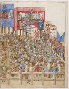 Illumination from the Book of Tournaments of King René of Anjou, drawings by Barthélemy d