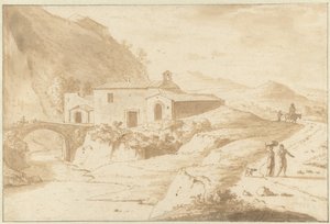Hilly Landscape with a Chapel by a Bridge