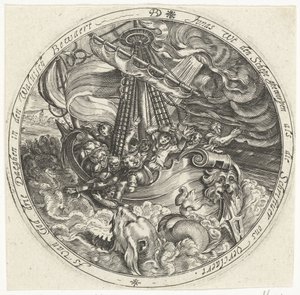 Jonah Thrown Overboard by Sailors by Bartholomeus Willemsz. Dolendo