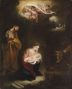 The Nativity with the Annunciation to the Shepherds Beyond by Bartolomé Esteban Murillo