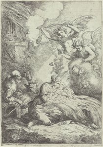 Birth of Christ with Angels by Bartolomeo Biscaino