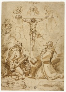 Saints Jerome and Francis of Assisi Adoring the Trinity by Bartolomeo Passarotti