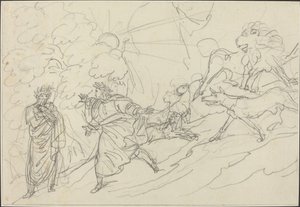 Dante Flees the Wild Beasts and Meets Virgil by Bartolomeo Pinelli