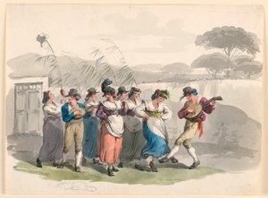 Saltarello Romano, Dancing Peasants In The Neighborhood Of Rome, 1807-08 by Bartolomeo Pinelli