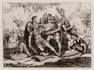 Marcus Calpurnius Flamma found alive beneath the bodies of his comrades killed by the Carthaginians by Bartolomeo Pinelli