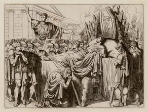 Valerius delivering the eulogy at the funeral of Brutus, 509 BC