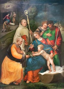Holy Family with Saints Benedict, Paul and Magdalene by Bartolomeo called Bagnacavallo Ramenghi