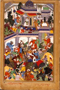 Akbar Visits the Shrine of Khwajah Muin ad-Din Chishti at Ajmer, ca. 1590 by Basawan