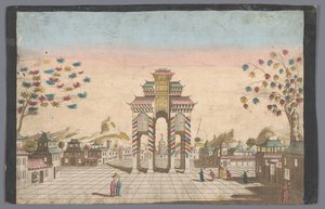 View of a Triumphal Arch in a Square in Canton