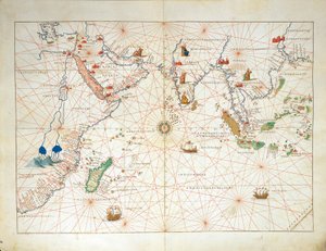 The Indian Ocean and part of Asia and Africa, from Atlas of the World in thirty-three Maps by Battista Agnese