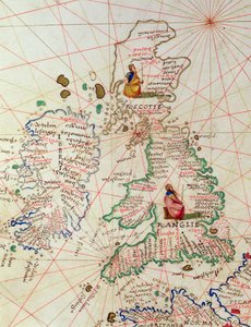 The Kingdoms of England and Scotland, from an Atlas of the World in 33 Maps, Venice, 1st September 1553 (detail)