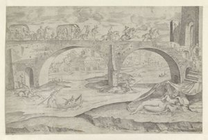 Venus and Cupid in Cityscape with a Bridge by Battista Angolo del Moro