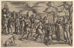 Melchizadek Offering Bread and Wine to Abraham by Battista Franco Veneziano