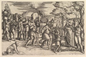 Melchizadek Offering Bread and Wine to Abraham by Battista Franco Veneziano