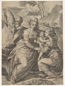 Madonna and Child with Saints (after Parmigianino) by Battista del Moro