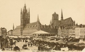The Grand Place on Market Day, Ypres, Belgium by Belgian Photographer