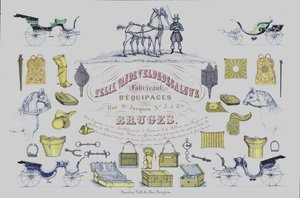 Advertisement for Felix Van de Velde-Decaluwe, manufacturers of horse-drawn carriages, Bruges, Belgium