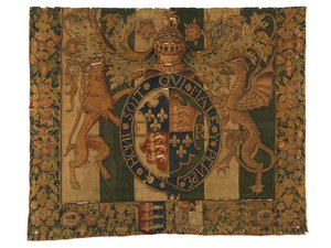 Tapestry with the Royal Arms of Edward VI and Arms of le Grys by Belgian School