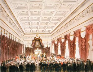 The Marriage of Maximilian of Hapsburg-Lorraine and Charlotte Saxe-Cobourg-Gotha at the Chateau de Bruxelles on 21st July 1857 by Belgian School