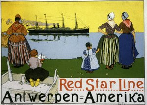 Transatlantic Liner Antwerp/America. Advertising for the Red Star Line, c.1900 by Belgian School