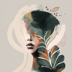 Woman Portrait with Floral Elements