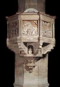 Marble Pulpit with Story of St Francis by Benedetto da Maiano
