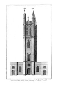 The West Prospect of the Parish Church of St. Michael Cornhill, 1756