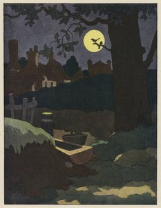 Bird on a Branch Silhouetted Against the Full Moon